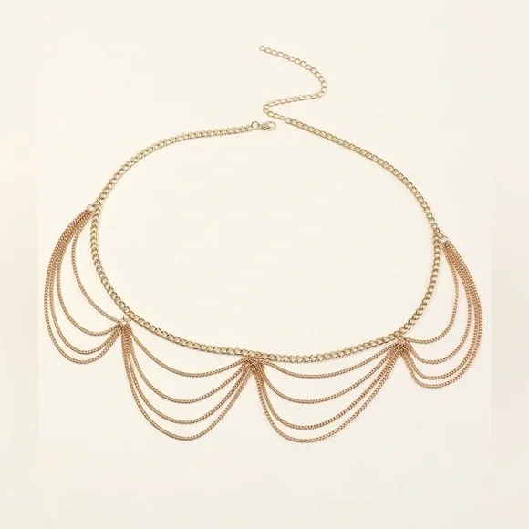 Gold Layered Chain Design Hip Belt | Brand New - Picture 2 of 12